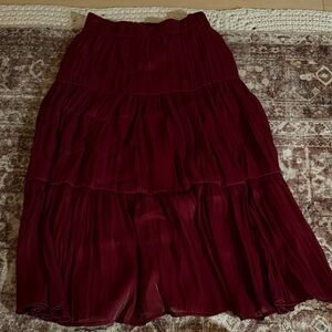 LC Lauren Conrad Deep Red Tiered Skirt